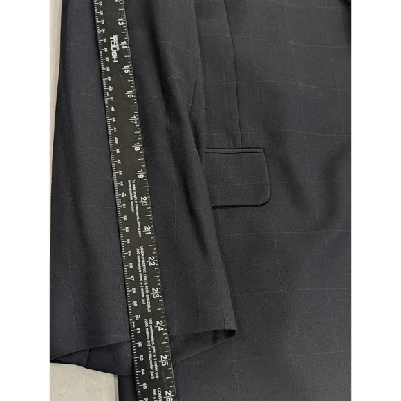 Jos. A Bank Blazer Coat Sport‎ Jacket Cashmere Wool Windowpane Black 50R 52